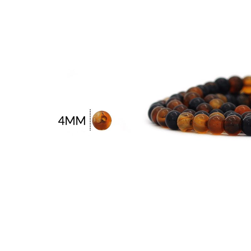 PIEDRA NATURAL 4MM ÁGATA CAFÉ / X SARTA 90 UND Aprox / REF-0100AC