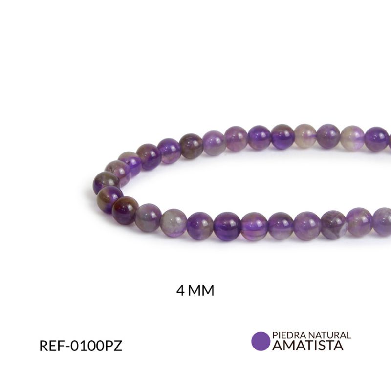 Piedra natural 4mm amatista / x sarta / Ref-0100PZ / Ref-0100PZ