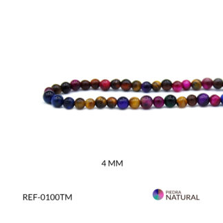 Piedra natural ojo de tigre mixta 4mm x sarta