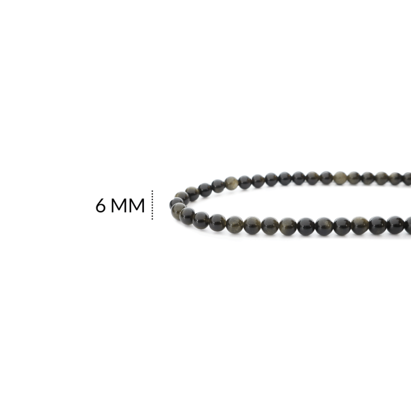 PIEDRA NATURAL OBSIDIANA 6MM / SARTA X 60 UND Aprox / REF-0101OD