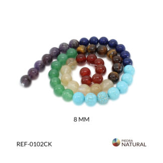 Piedra natural siete chakras 8mm x sarta