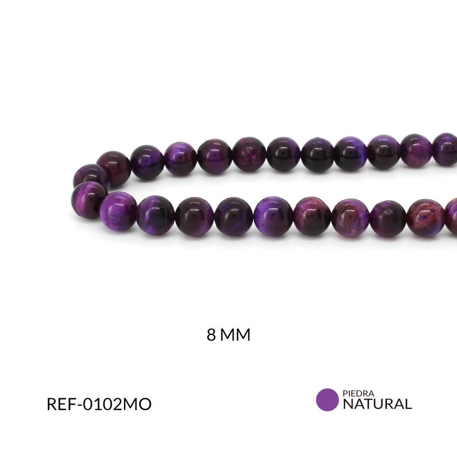 Piedra natural 8 mm ojo de tigre morado / x sarta / Ref-0102MO