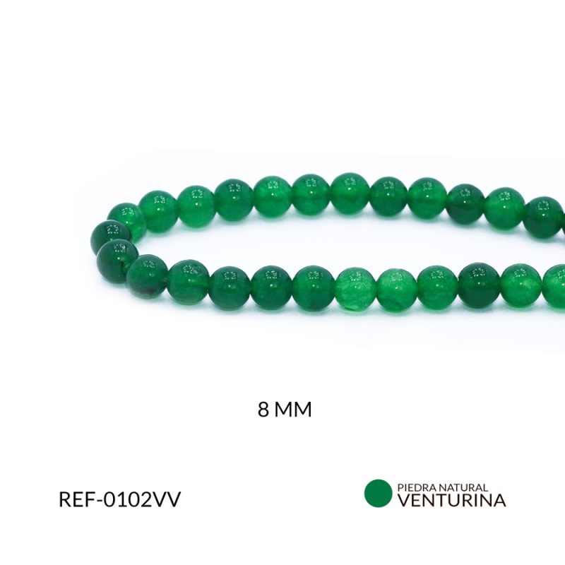 Piedra natural verde venturina 8mm x sarta