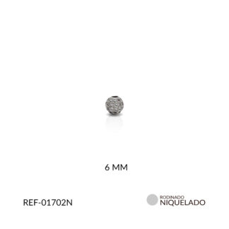Separador rodinado balin circón plateado 6mm