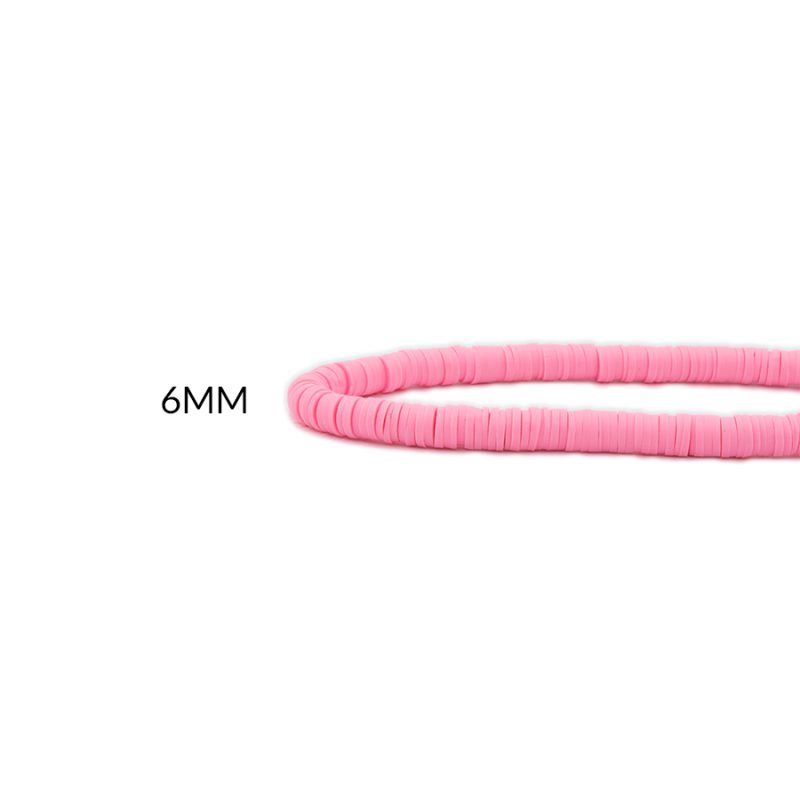 FIMO DISCO ROSADO 6MM / x sarta de 39 cm aprox / REF-0173C48 / REF-0173C48