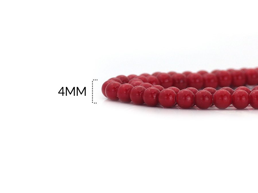 PIEDRA FOSIL 4MM / color ROJO BANDERA / X SARTA / promedio 94 und / ref – 0200RB