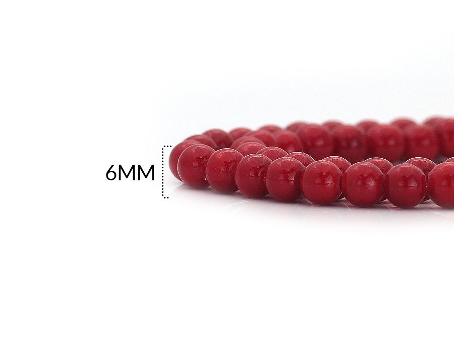 PIEDRA FOSIL 6MM / color ROJO BANDERA / X SARTA / promedio 66 und / ref – 0201RB