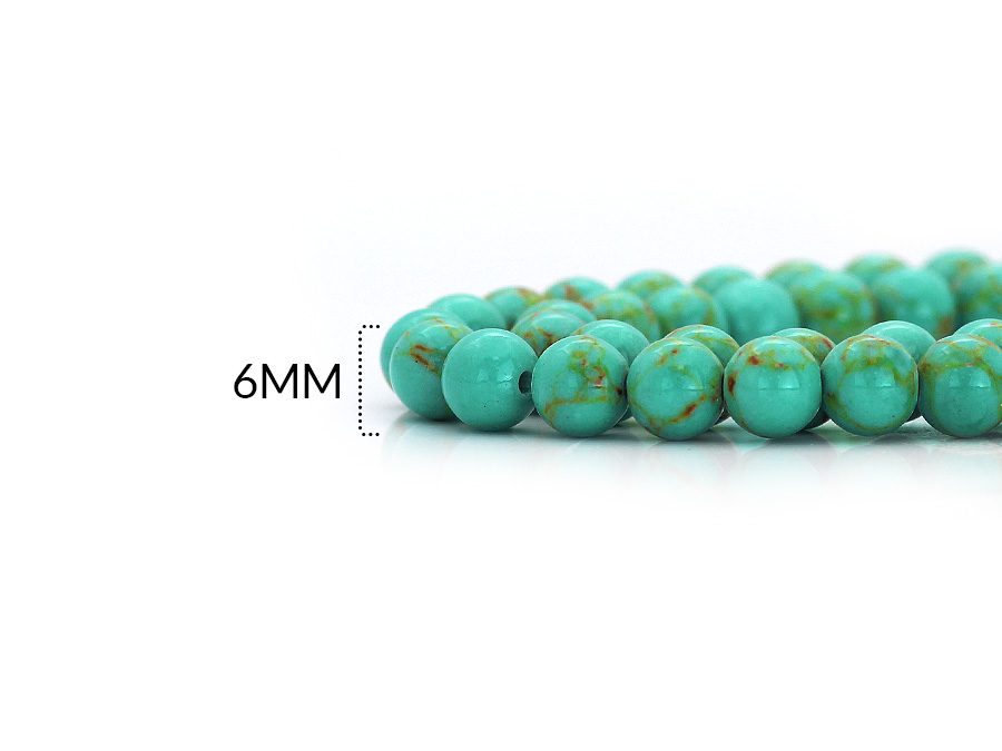 Piedra fosil 6 mm color verde Jade / x sarta / Ref-0201VJ / Ref-0201VJ