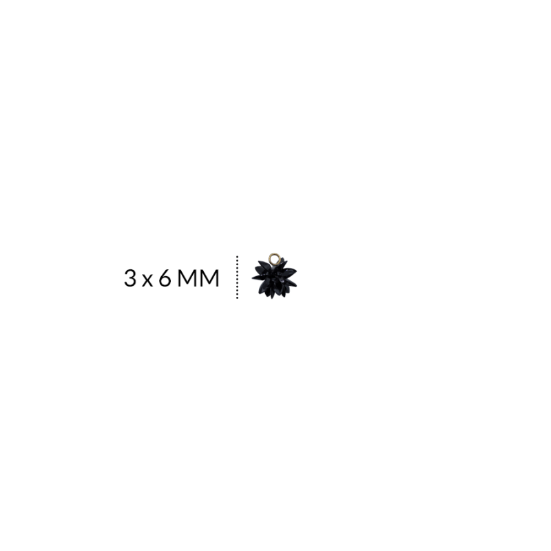 DIJE CRISTAL RAMO HOJAS 3 X 6MM / negro / X UNIDAD / REF-0214NEGRO / REF-0214negro
