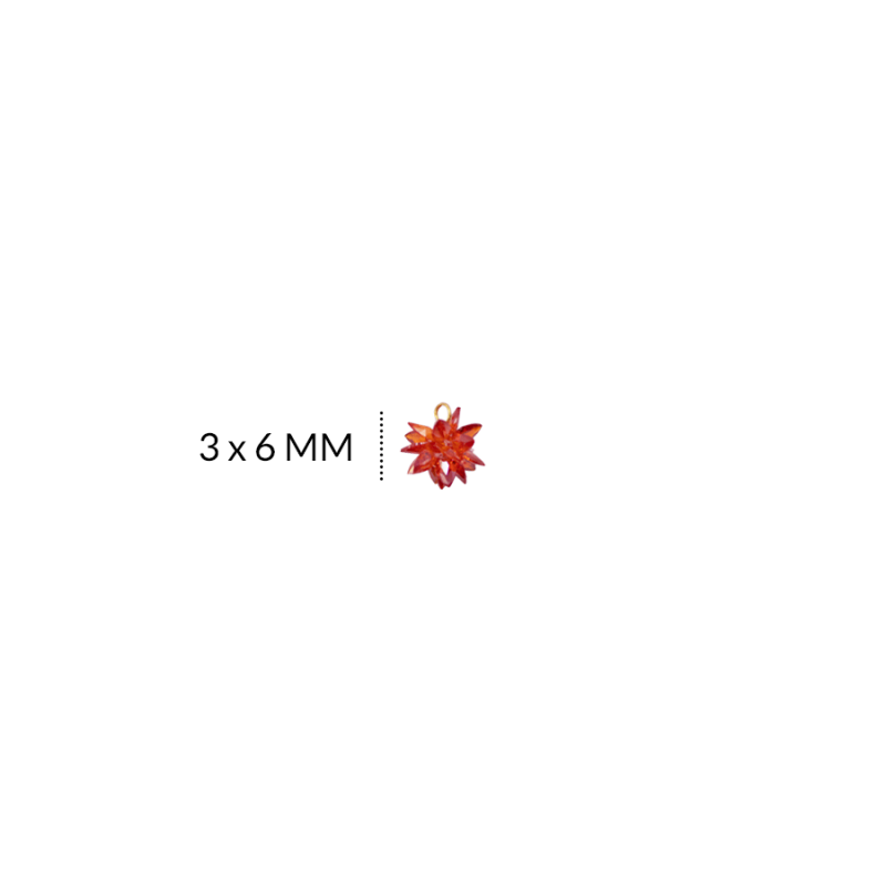 DIJE CRISTAL RAMO HOJAS 3 X 6MM / rojo anaranjado / X UNIDAD / REF-0214ROJO / REF-0214rojo