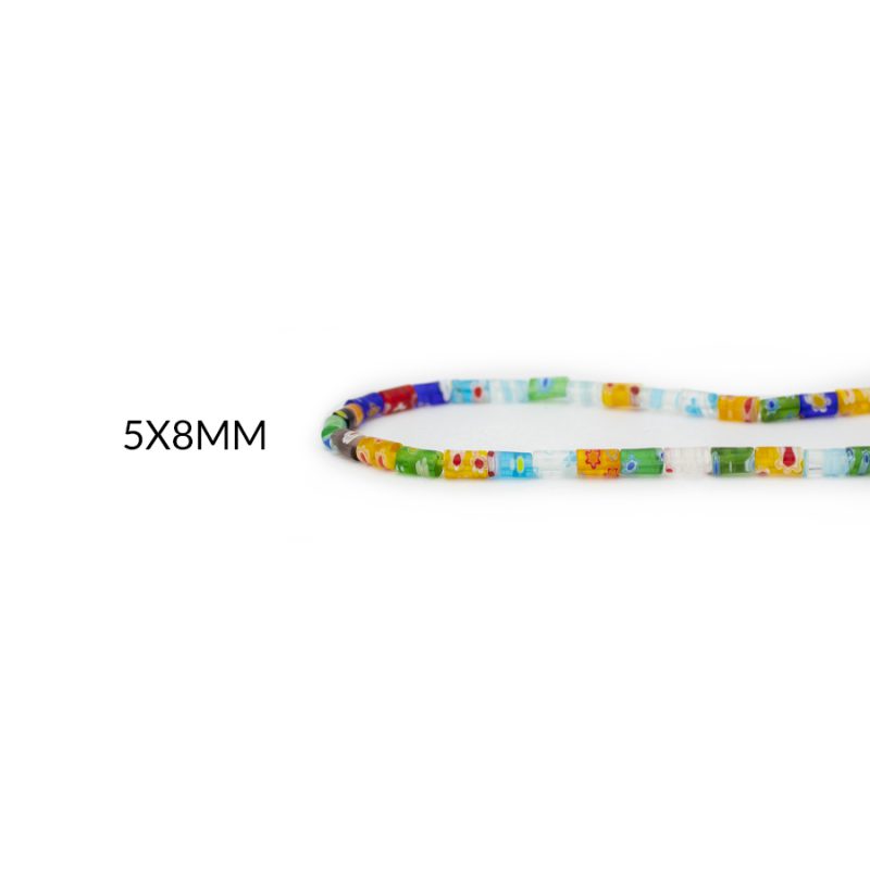 MURRINA CILINDRO MULTICOLOR 5 X 8MM / SARTA X 37CM aproximadamente / REF-0345-28 / REF-0345-28