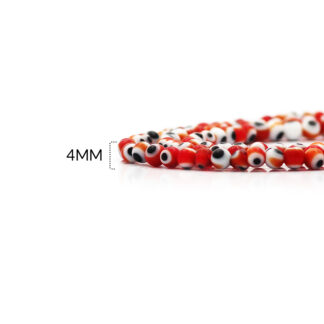Ojo turco redondo vidrio color rojo 4mm / x sarta / Ref-0350C5