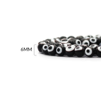 Ojo turco redondo vidrio color negro 6mm / x sarta / Ref-0351C15