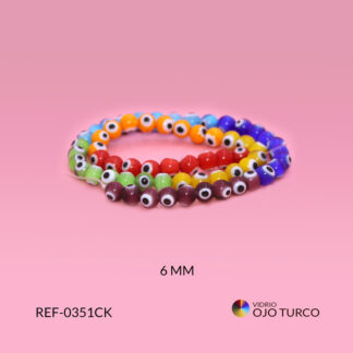 Ojo turco vidrio 7 chakras 6mm / x sarta / Ref-0351CK / Ref-0351CK