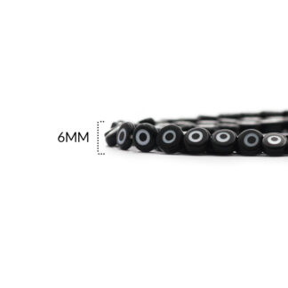 Ojo turco plano en vidrio negro 6mm / x sarta / Ref-0356C15