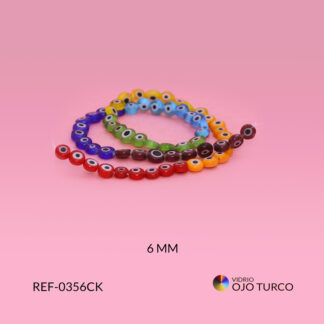 Ojo turco vidrio 7 chakras plano 6mm / x sarta / Ref-0356CK