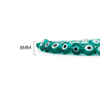 Ojo turco plano en vidrio verde jade 8mm / x sarta / Ref–0357C87