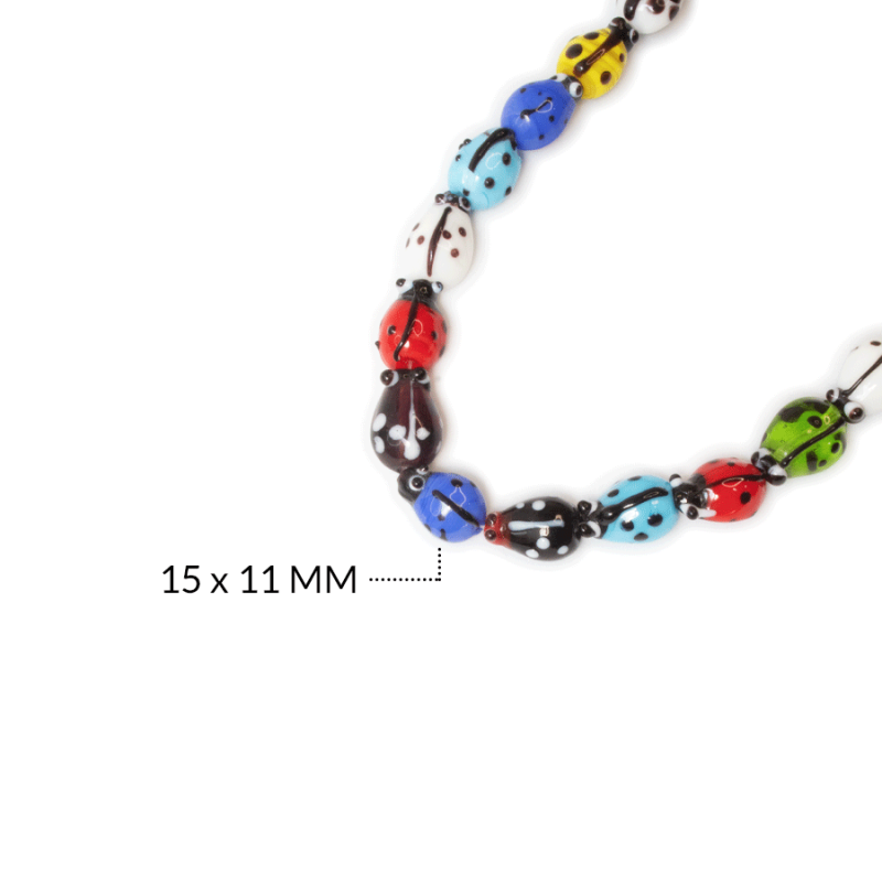 MARIQUITA EN VIDRIO MIXTO DEFORME 15 X 11 MM / sarta x 28 cm aprox / REF-0381-28 / REF-0381-28