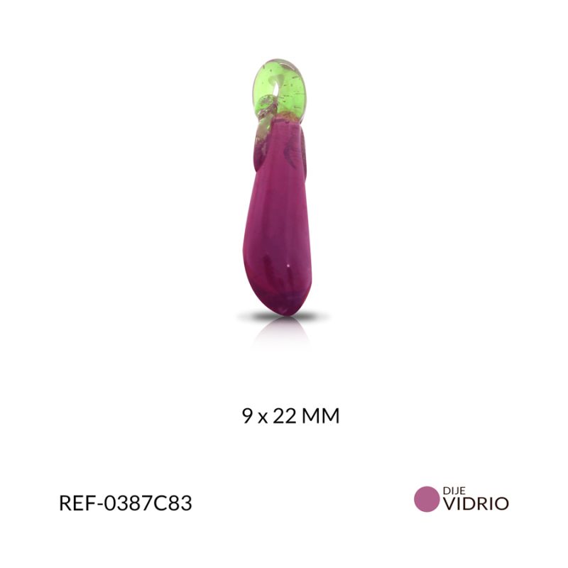 Dije vidrio berenjena 9x22mm