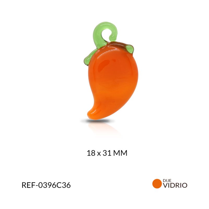 Dije vidrio zanahoria 18x31mm / x unidad / Ref-0396C36
