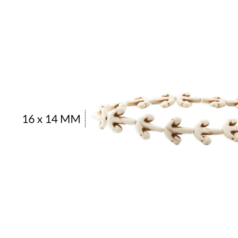 HOWLITA ANCLA BLANCO HUESO 16 X 14 MM / sarta x 39 cm aprox / REF-0542BH / REF-0542BH