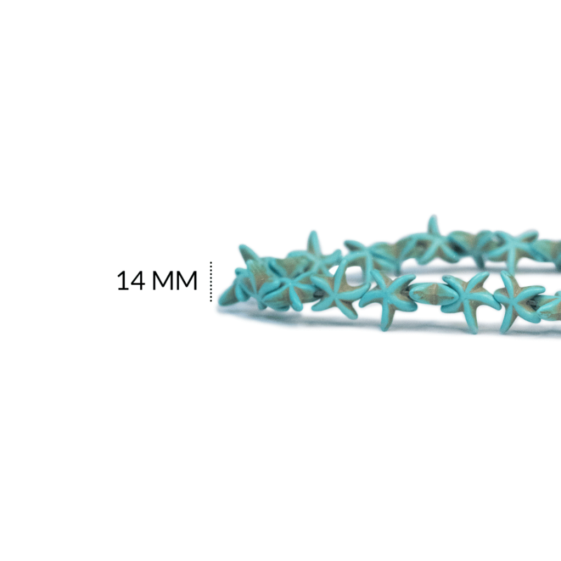 Howlita estrella de mar 14 mm color turquesa / x sarta / Ref-0632TP