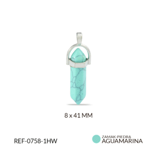 Pendulo zamak niquelado cilindro piedra howlite turquesa 8x41MM / REF-0758-1HW