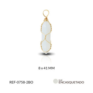 Dije encasquetado alambrismo ópalo 8x41mm / x unidad / Ref-0758-2BO