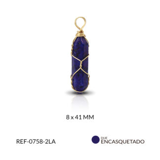 Dije encasquetado alambrismo lapislazuli 8x41mm / x unidad / Ref-0758-2LA