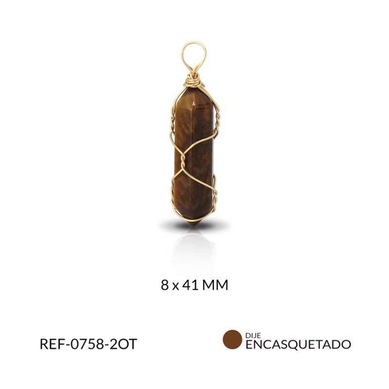 Dije Péndulo cilindro Cuarzo ojo de tigre 8 x 41 mm / x und / Ref-0758-2OT