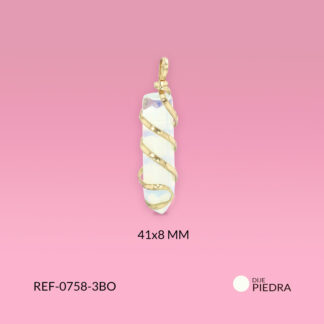 Dije péndulo entorchado piedra natural opalo 41x8mm / x unidad / Ref-0758-3BO / Ref-0758-3BO