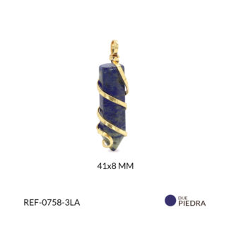 Dije péndulo entorchado piedra natural Lapislázuli 41x8mm / x unidad / Ref-0758-3LA / Ref-0758-3LA