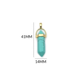Pendulo en zamak dorado cilindro piedra howlite aglomerado / 8x41MM / REF-0758HW