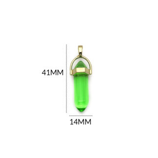 Pendulo en zamak cilindro cristal verde jade / 8x41mm / REF-0758VL