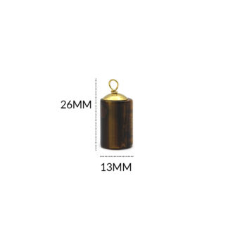 Péndulo en acero cilindro cuarzo ojo de tigre 26x13mm x und