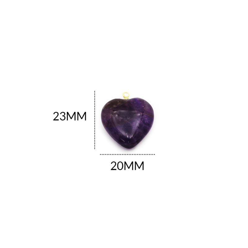Dije corazón piedra amatista x und
