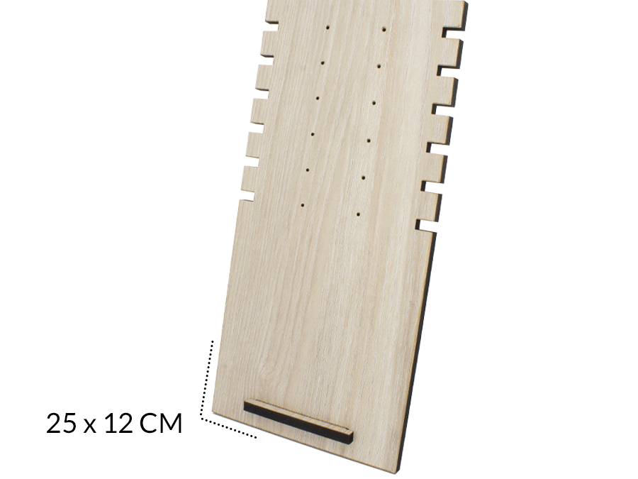 Exhibidor madera MDF para collar topos 12 ranuras 25X12cm / x unidad / Ref-08841 / Ref-08841