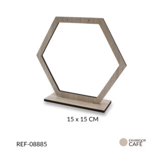 Exhibidor madera MDF silueta hexágono para arete 15x15cm / x unidad / Ref-08885 / Ref-08885