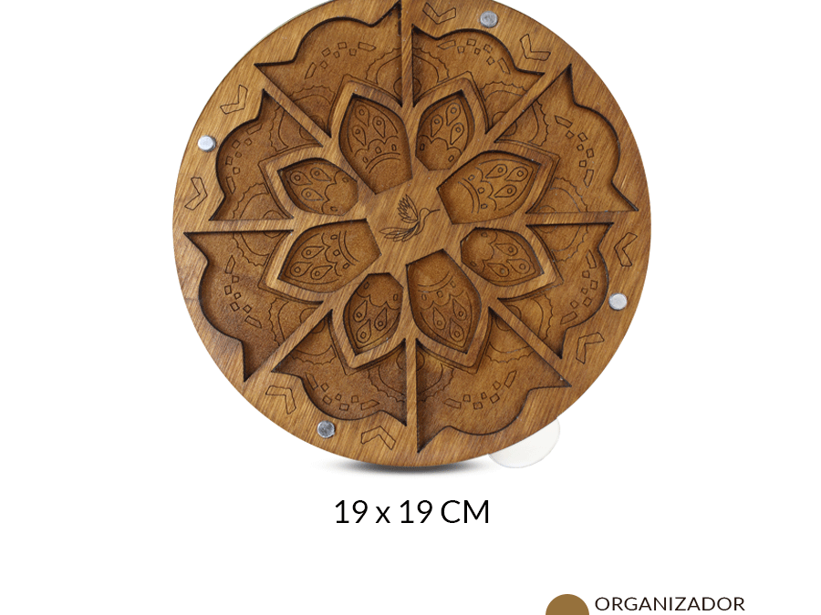 Organizador MDF Mandala flor 16 contenedores 19 x 19 cm / x und / Ref-08910
