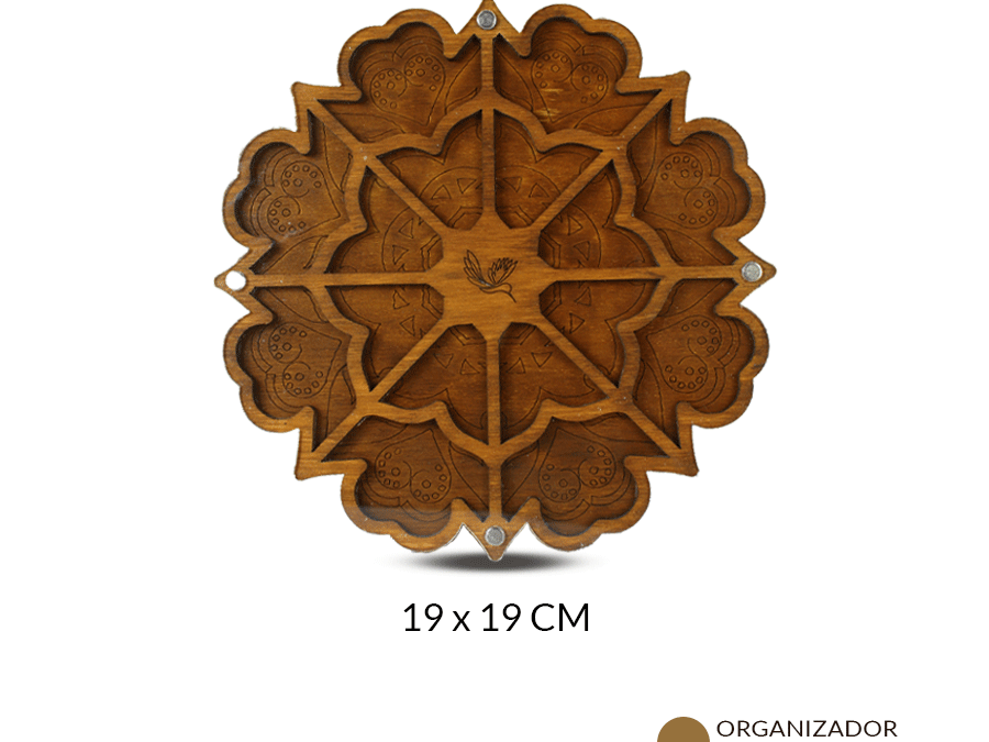 Organzador MDF mandala corazones 16 contenedores 19 x 19 cm / x und / Ref-08911