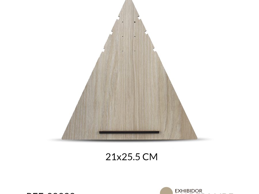 Exhibidor madera MDF trangulo para arete + collar / x und / Ref-08933