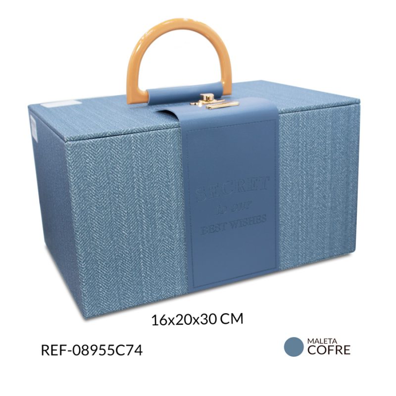 Organizador cofre estilo maleta portátil color azul 16x20x30 cm / x unidad / ref-08955C74