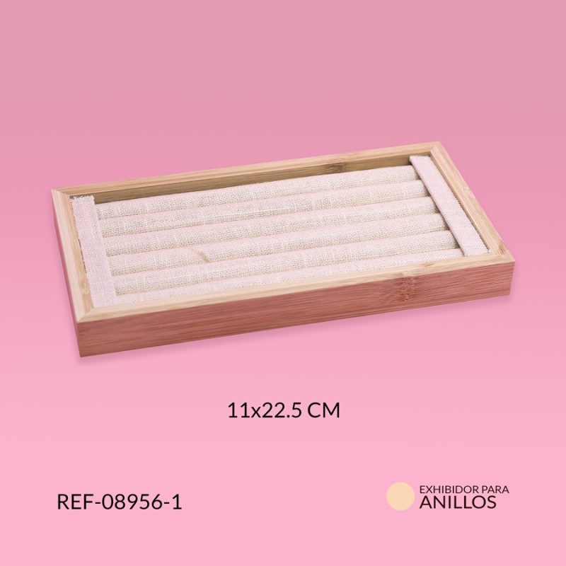 Exhibidor para anillos yute base madera 11x22.5cm / x unidad / Ref-08956-1 / Ref-08956-1
