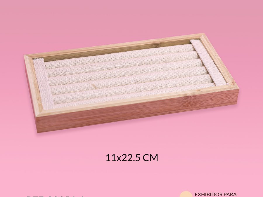 Exhibidor para anillos yute base madera 11×22.5cm / x unidad / Ref-08956-1 / Ref-08956-1