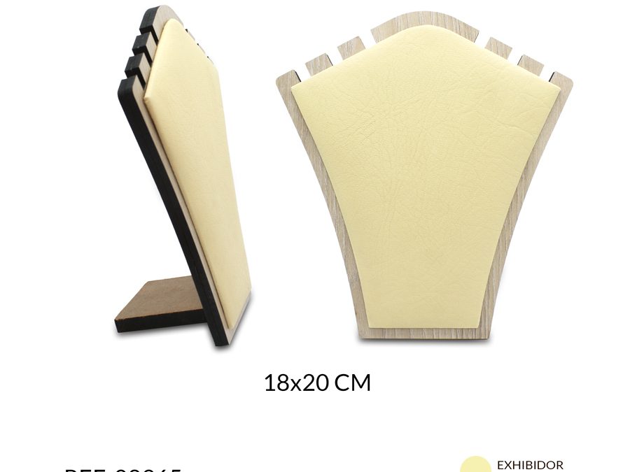 Exhibidor madera MDF+cuerotex para collar 18 x 20 cm / x unidad / Ref-08965