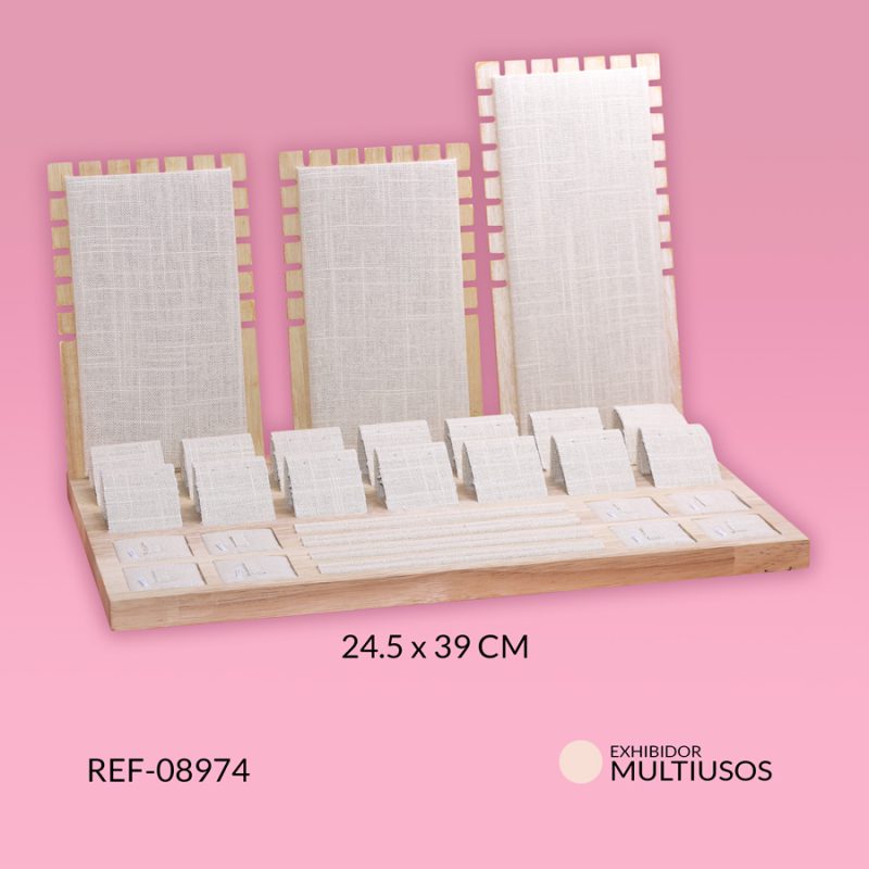 Exhibidor kit x 4 multiusos base madera 24.5x39cm / Ref-08974 / Ref-08974
