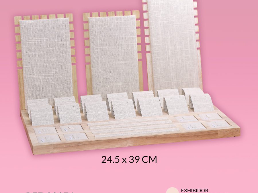 Exhibidor kit x 4 multiusos base madera 24.5x39cm / Ref-08974 / Ref-08974