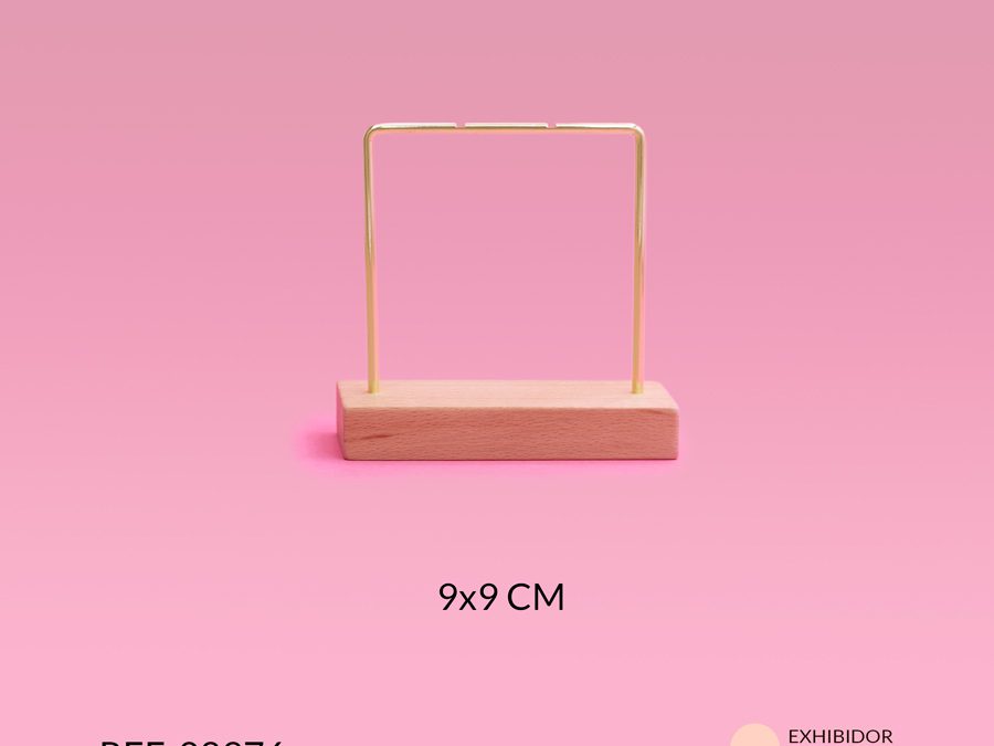 Exhibidor arete base madera con arco de metal 9x9cm / x unidad / Ref-08976 / Ref-08976