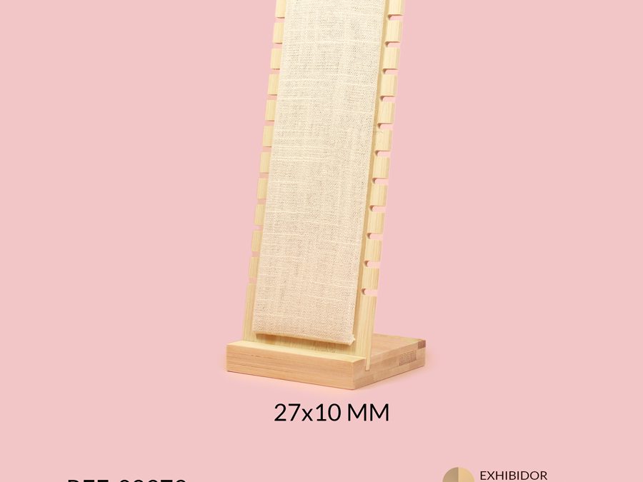 Exhibidor con base en madera gasa beige multiusos 24 ranuras 27x10cm / x unidad / Ref-08979 / Ref-08979