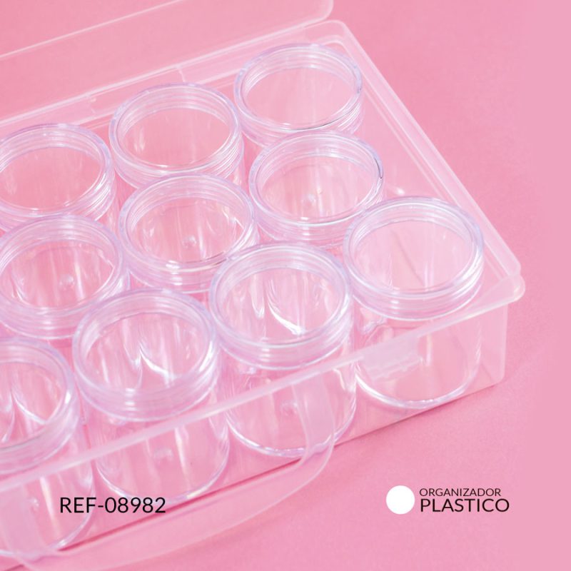 Organizador plastico 22x12,5 con 15 contenedores acrílicos 4,7x3,7cm / x unidad / Ref-08982 / Ref-08982 - Imagen 2